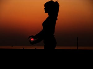 woman with sunset