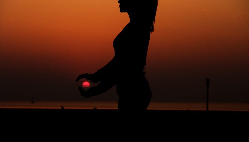 woman with sunset