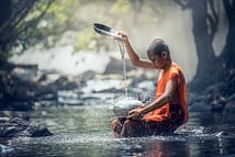 child in river
